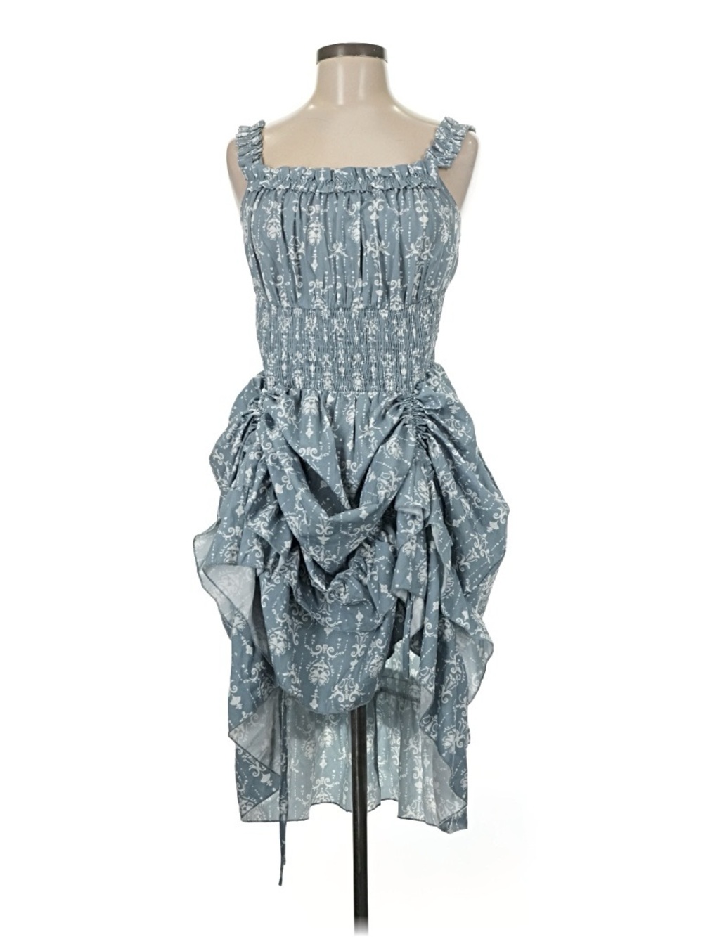 Scarlet Darkness Smocked Sleeveless Blue High-Low Party Dress